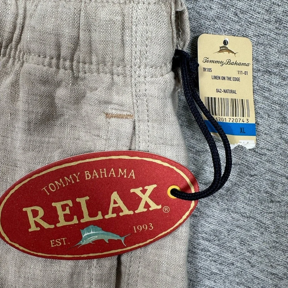 Tommy Bahama Pants Men's XL Beige Cargo Linen On The Edge Relax Travel NEW